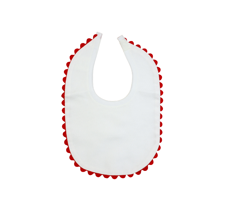 Pique Baby Bib with Ric Rac Trim