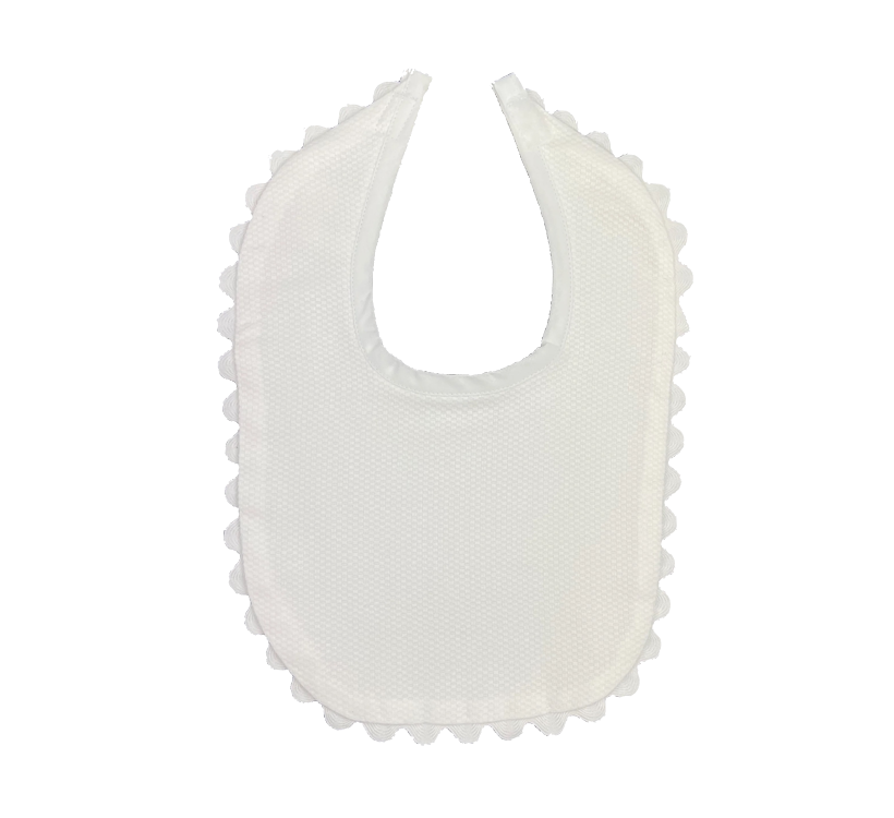 Pique Baby Bib with Ric Rac Trim